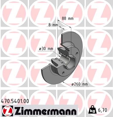 Bromsskiva Solid, Bakaxel Zimmermann 470.5401.00 ZIMMERMANN