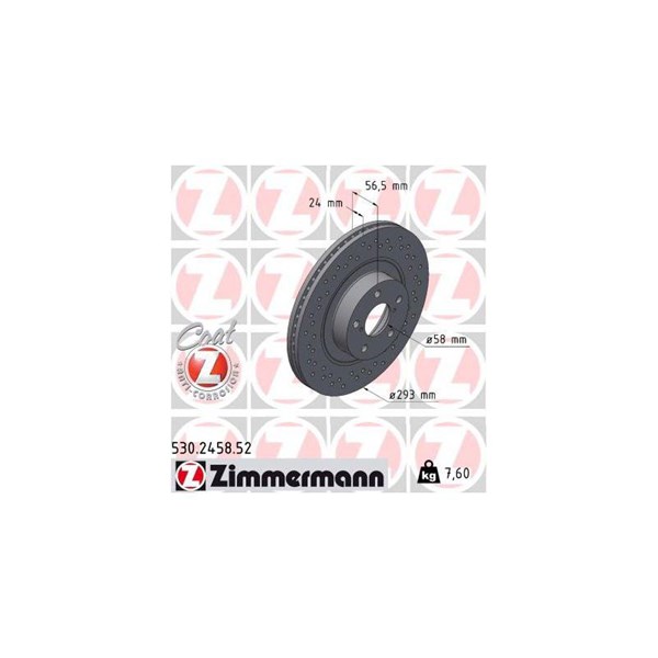 Bromsskiva Ventilerad, Framaxel Zimmermann 530.2458.52 ZIMMERMANN
