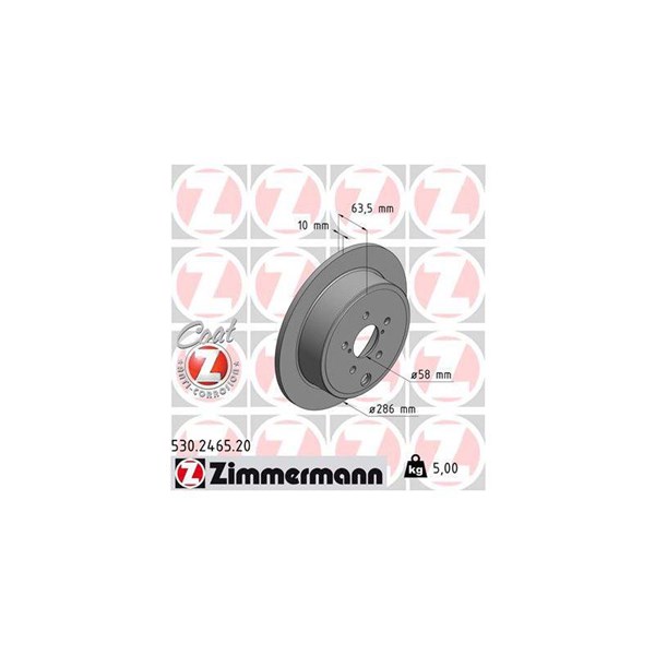 Bromsskiva Solid, Bakaxel Zimmermann 530.2465.20 ZIMMERMANN