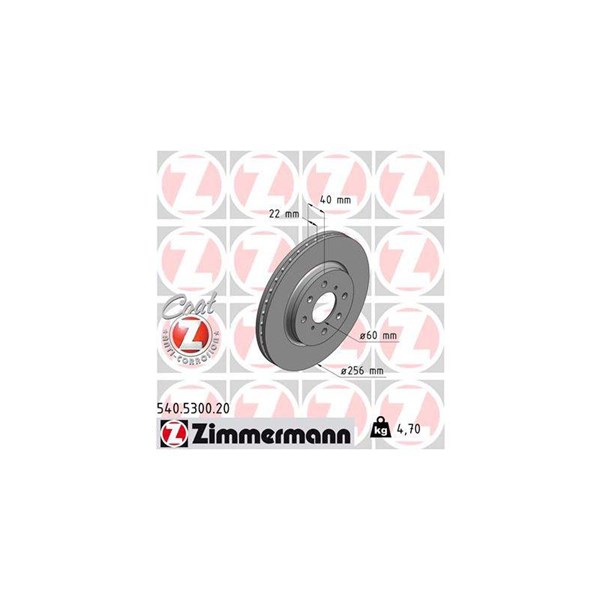 Bromsskiva Ventilerad, Framaxel Zimmermann 540.5300.20 ZIMMERMANN