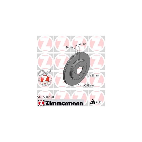 Bromsskiva Ventilerad, Framaxel Zimmermann 540.5312.20 ZIMMERMANN