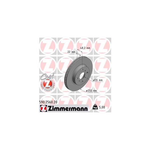 Bromsskiva Ventilerad, Framaxel Zimmermann 590.2560.20 ZIMMERMANN