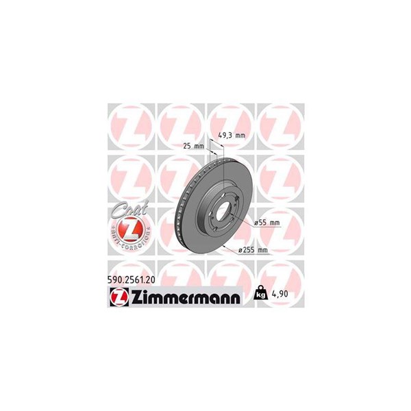 Bromsskiva Ventilerad, Framaxel Zimmermann 590.2561.20 ZIMMERMANN