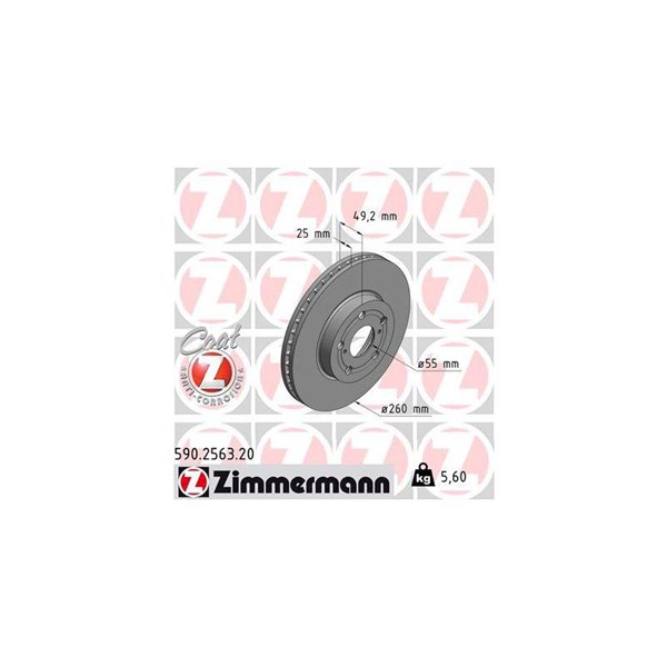 Bromsskiva Ventilerad, Framaxel Zimmermann 590.2563.20 ZIMMERMANN