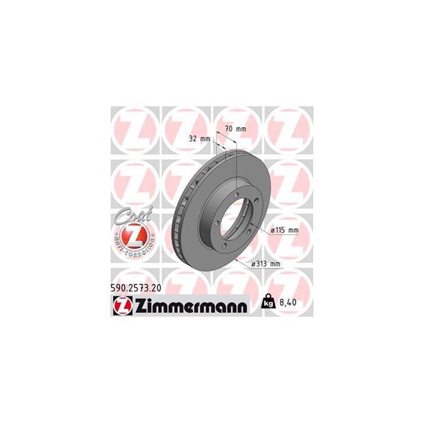 Bromsskiva Ventilerad, Framaxel Zimmermann 590.2573.20 ZIMMERMANN