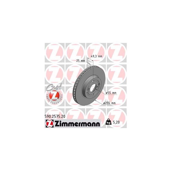 Bromsskiva Ventilerad, Framaxel Zimmermann 590.2575.20 ZIMMERMANN