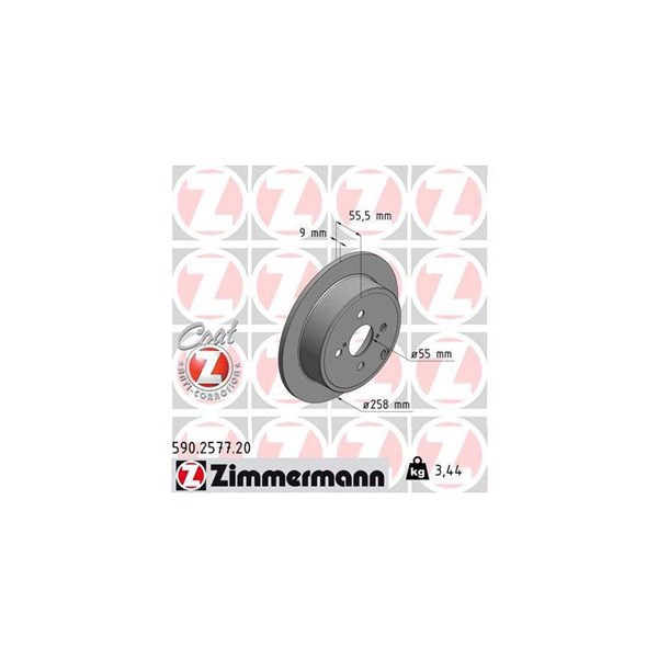 Bromsskiva Solid, Bakaxel Zimmermann 590.2577.20 ZIMMERMANN
