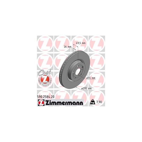 Bromsskiva Ventilerad, Framaxel Zimmermann 590.2584.20 ZIMMERMANN