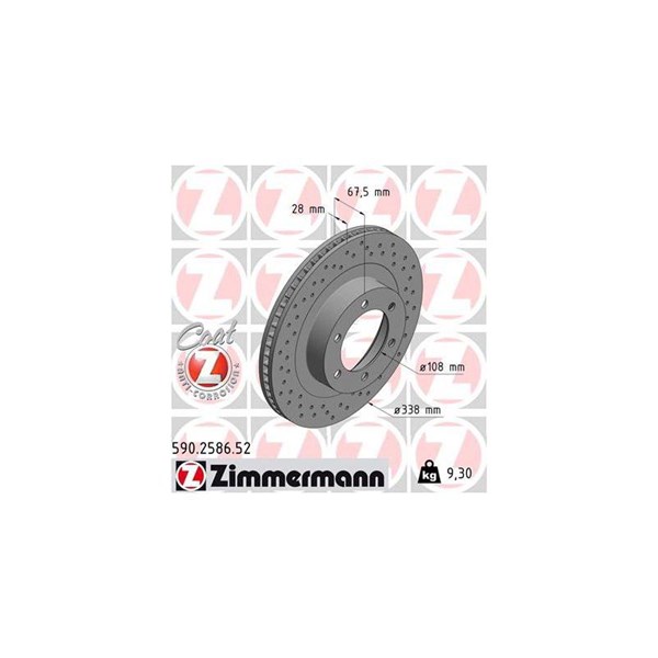 Bromsskiva Ventilerad, Framaxel Zimmermann 590.2586.52 ZIMMERMANN