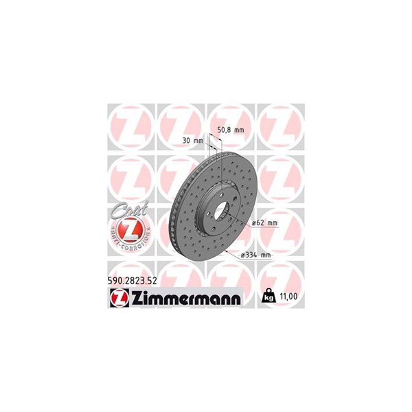 Bromsskiva Hålad, framaxel höger Zimmermann 590.2823.52 ZIMMERMANN