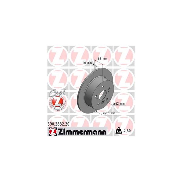 Bromsskiva Solid, Bakaxel Zimmermann 590.2832.20 ZIMMERMANN