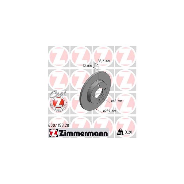 Bromsskiva Solid, Framaxel Zimmermann 600.1158.20 ZIMMERMANN
