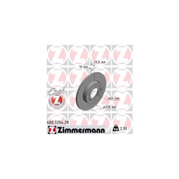 Bromsskiva Solid, Framaxel Zimmermann 600.3204.20 ZIMMERMANN