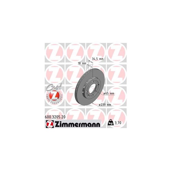 Bromsskiva Externt ventilerad, Framaxel Zimmermann 600.3205.20 ZIMMERMANN