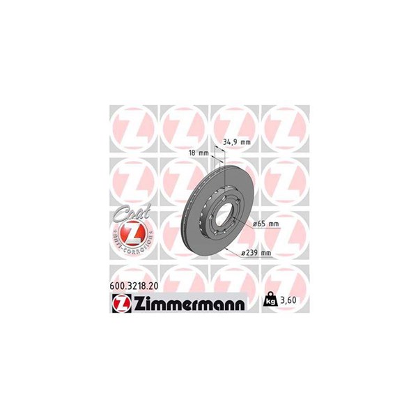 Bromsskiva Externt ventilerad, Framaxel Zimmermann 600.3218.20 ZIMMERMANN