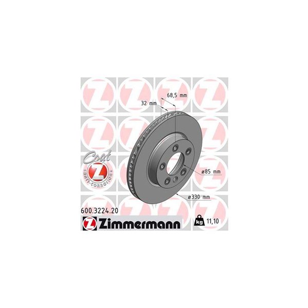Bromsskiva Ventilerad, framaxel vänster Zimmermann 600.3224.20 ZIMMERMANN