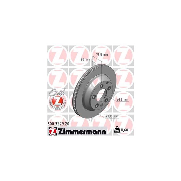 Bromsskiva Ventilerad, Bakaxel Zimmermann 600.3229.20 ZIMMERMANN