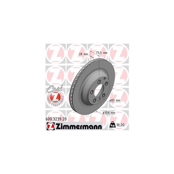 Bromsskiva Externt ventilerad, Bakaxel Zimmermann 600.3239.20 ZIMMERMANN