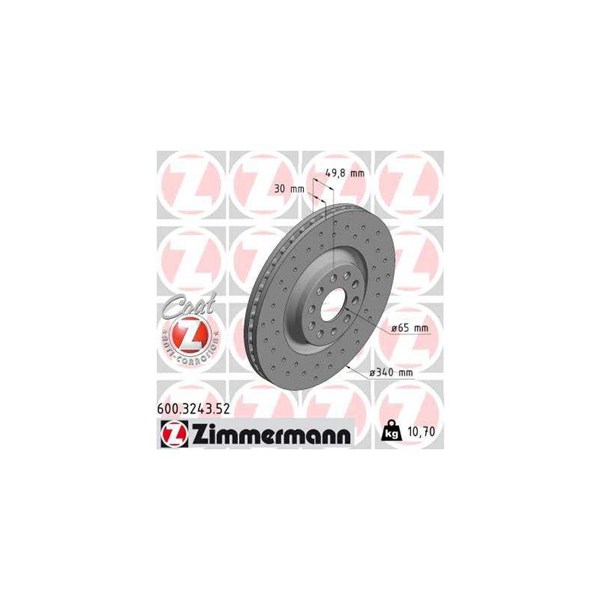 Bromsskiva Ventilerad, Framaxel Zimmermann 600.3243.52 ZIMMERMANN