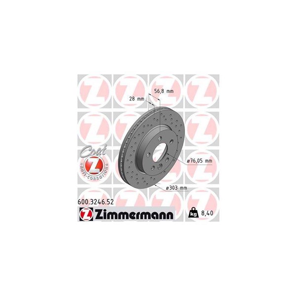 Bromsskiva Ventilerad, Framaxel Zimmermann 600.3246.52 ZIMMERMANN