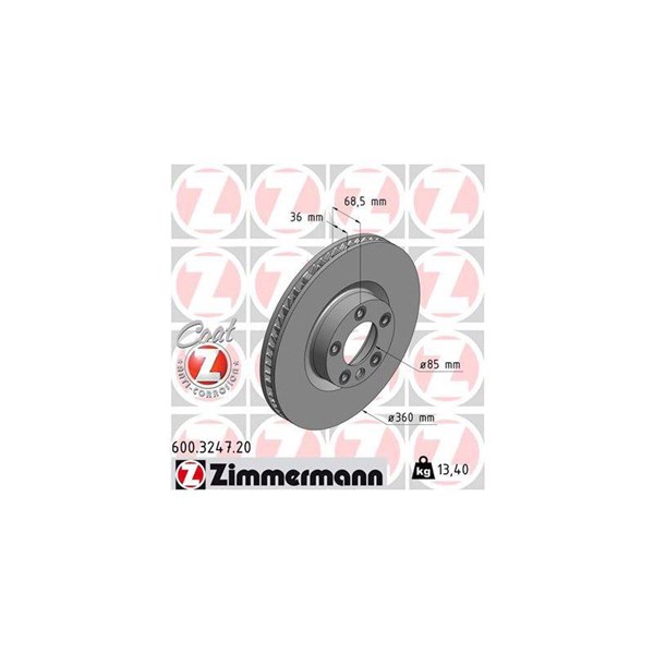 Bromsskiva Ventilerad, framaxel vänster Zimmermann 600.3247.20 ZIMMERMANN
