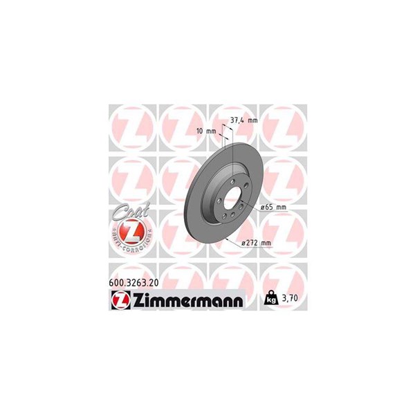 Bromsskiva Solid, Bakaxel Zimmermann 600.3263.20 ZIMMERMANN