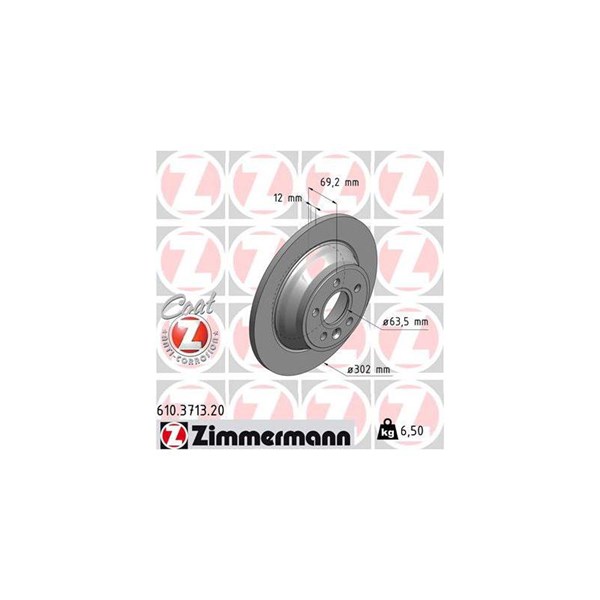 Bromsskiva Solid, Bakaxel Zimmermann 610.3713.20 ZIMMERMANN
