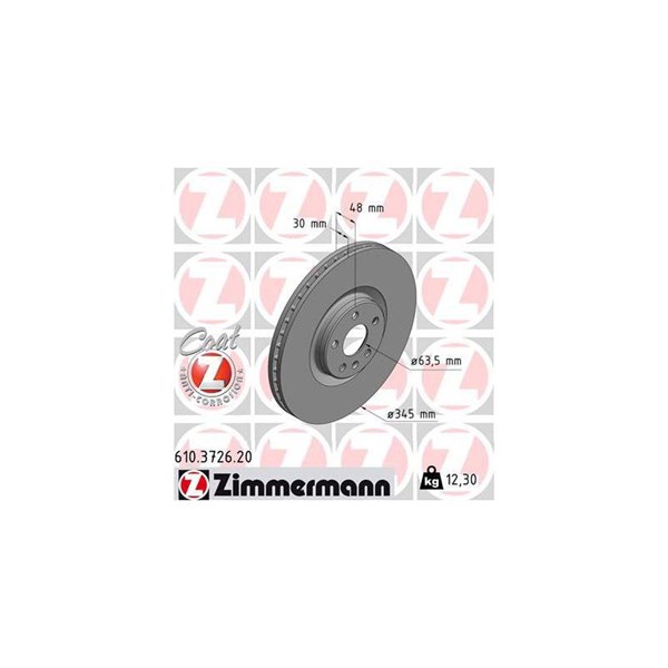 Bromsskiva Ventilerad, Framaxel Zimmermann 610.3726.20 ZIMMERMANN