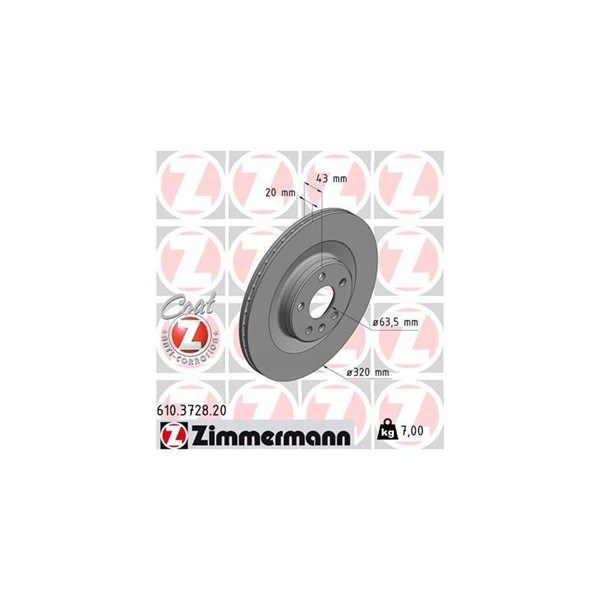 Bromsskiva Ventilerad, Bakaxel Zimmermann 610.3728.20 ZIMMERMANN