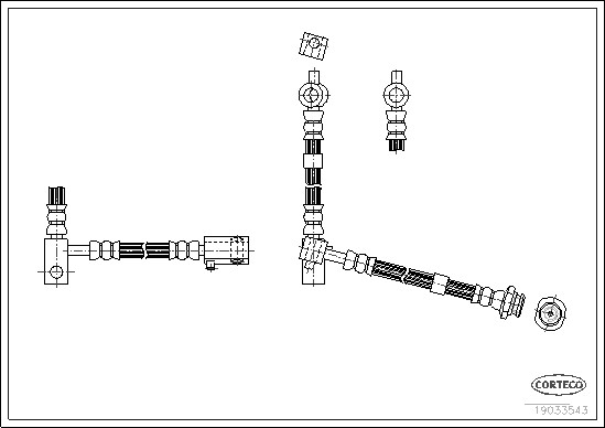 Bromsslang, framaxel höger, Höger Corteco 19033543 CORTECO