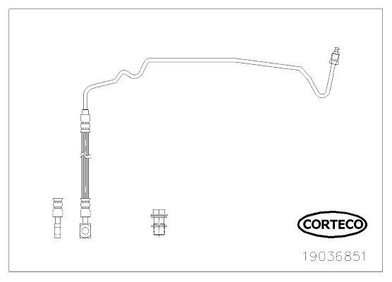 Bromsslang, Bakaxel vänster Corteco 19036851 CORTECO