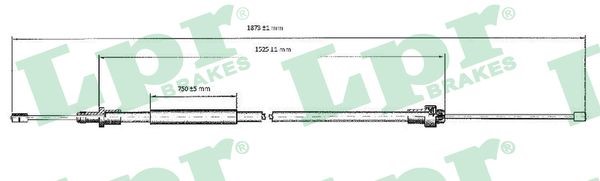 Vajer, parkeringsbroms, Bak, Höger Lpr C0092B LPR