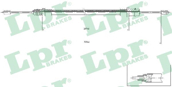 Vajer, parkeringsbroms, Fram, Mitt Lpr C0212B LPR