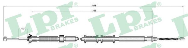 Vajer, parkeringsbroms, Bak, Höger Lpr C0307B LPR