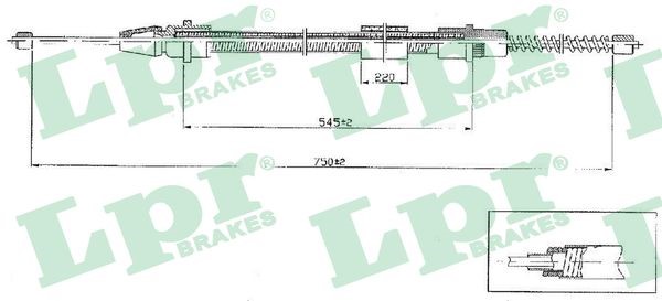 Vajer, parkeringsbroms, Bak, Höger Lpr C0634B LPR