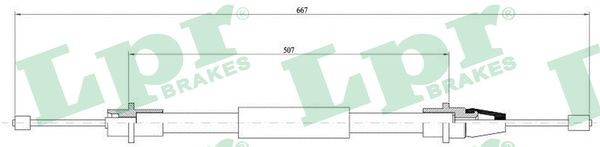 Vajer, parkeringsbroms, Bak, Höger Lpr C0637B LPR