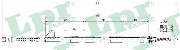 Vajer, parkeringsbroms, Bak, Höger Lpr C0851B LPR