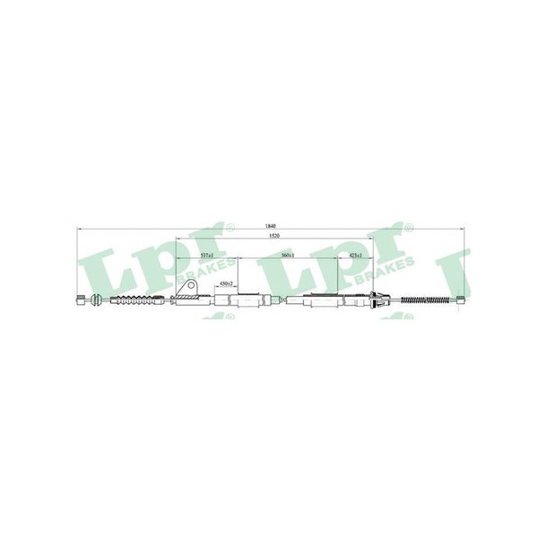 Vajer, parkeringsbroms, Bak, Vänster Lpr C0852B LPR