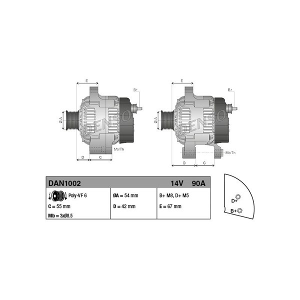 Generator 90A Denso DAN1002 DENSO