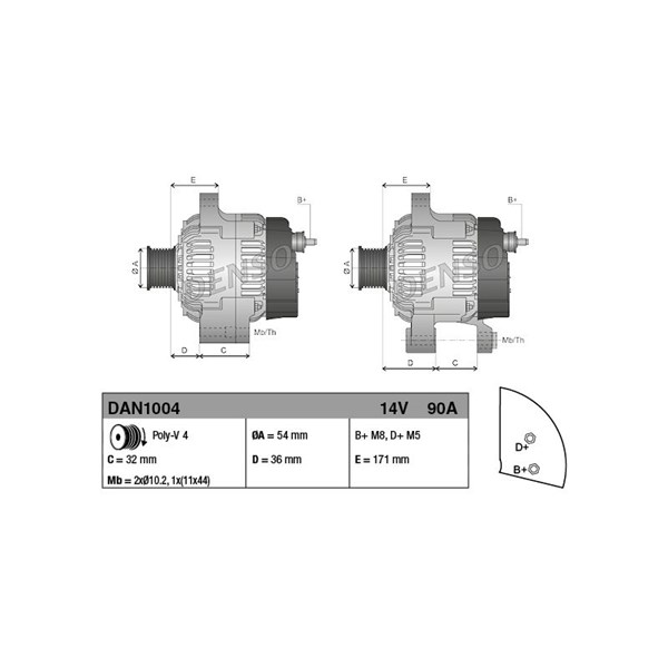Generator 90A Denso DAN1004 DENSO