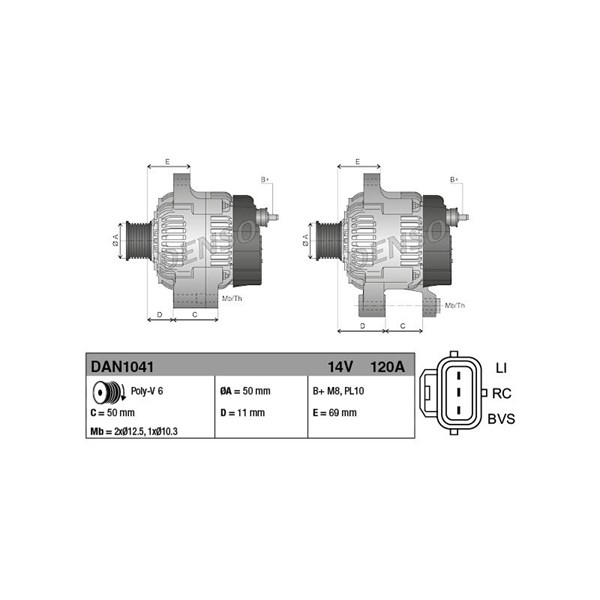Generator 120A Denso DAN1041 DENSO