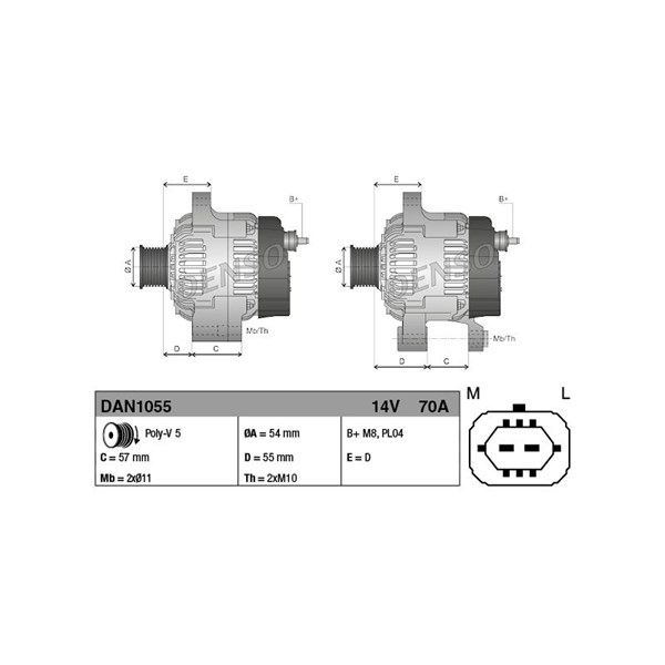 Generator 70A Denso DAN1055 DENSO