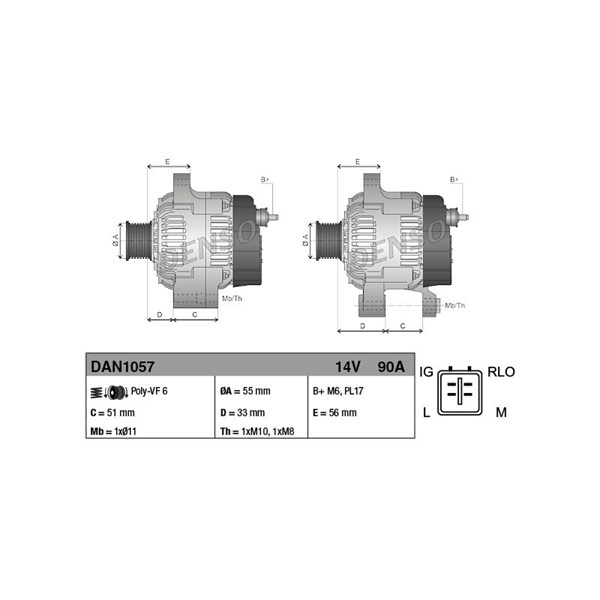 Generator 90A Denso DAN1057 DENSO