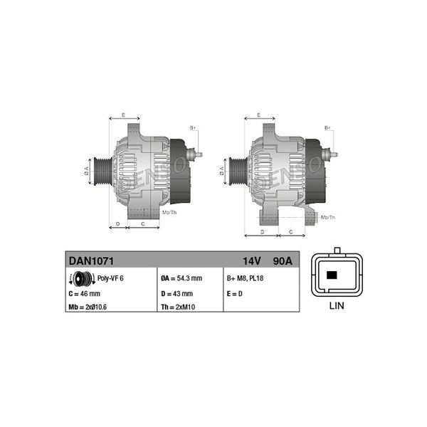 Generator 90A Denso DAN1071 DENSO