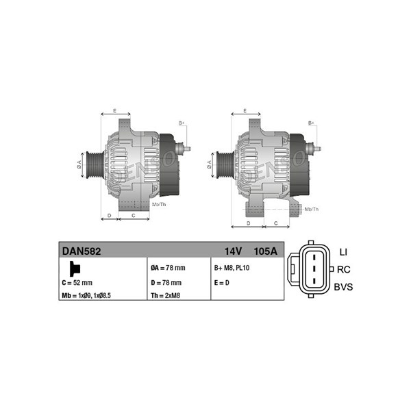 Generator 105A Denso DAN582 DENSO