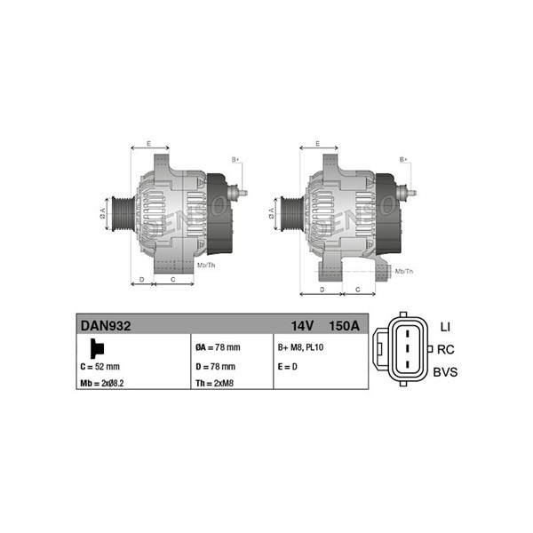 Generator 150A Denso DAN932 DENSO