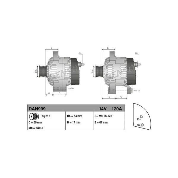 Generator 120A Denso DAN999 DENSO