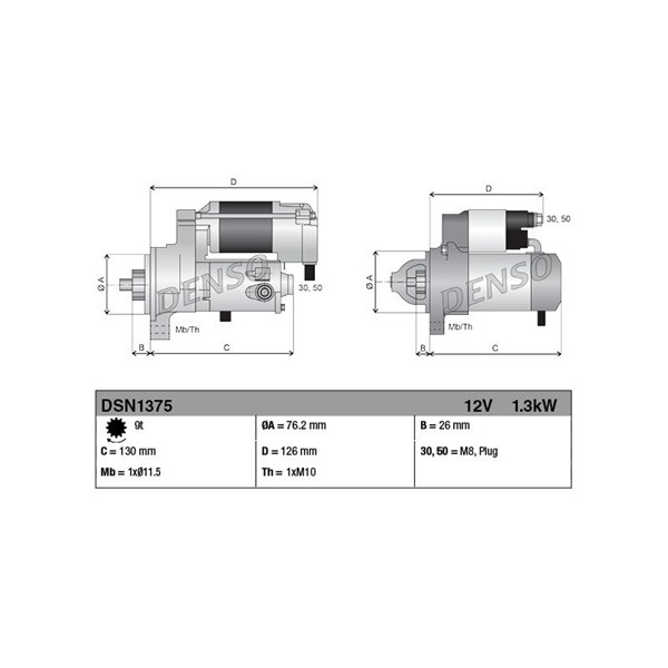 Startmotor 12V Denso DSN1375 DENSO