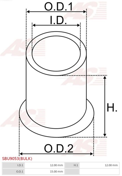 Bussning, startmotoraxel As-pl SBU9053(BULK) AS-PL