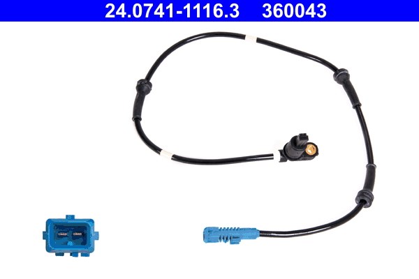 ABS-givare, Sensor, hjulvarvtal, Bakaxel Ate 24.0741-1116.3 ATE